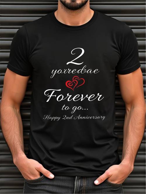 immagine dell'articolo festeggiamo 2 anni insieme: maglietta regalo per il 2° anniversario di , t-shirt da , stile , super , traspirante, antiumidità, maglietta casual, t-shirt di moda