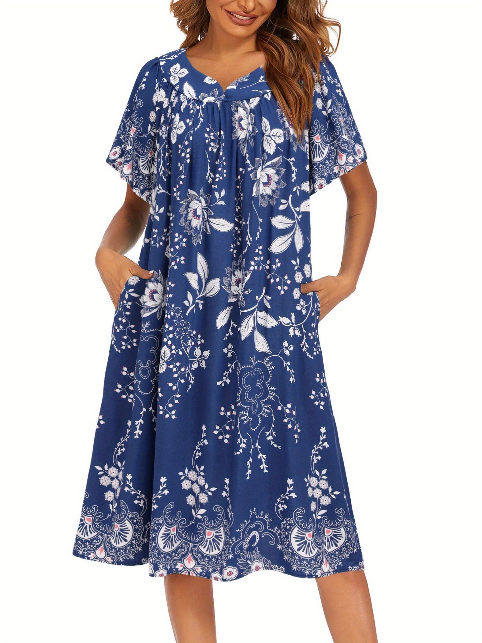dresses pockets moo moo nightgown short sleeve mumu dress Temu