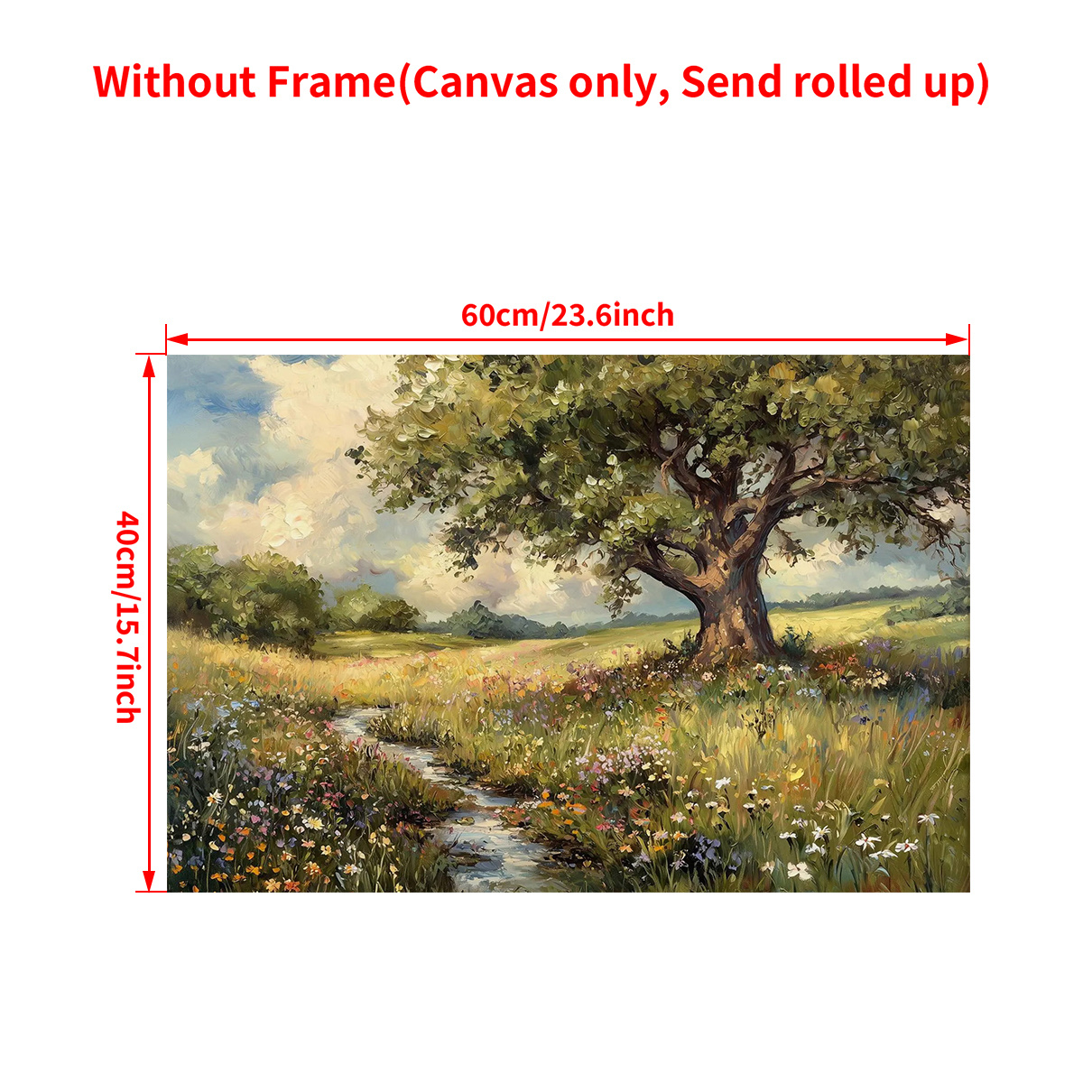 TEMU 2d Flat, 1pc Vintage Spring Landscape Cottagecore Floral Country Field Wall Art Print Poster Ideal Gift Artwork For Bedroom Office Bathroom Home