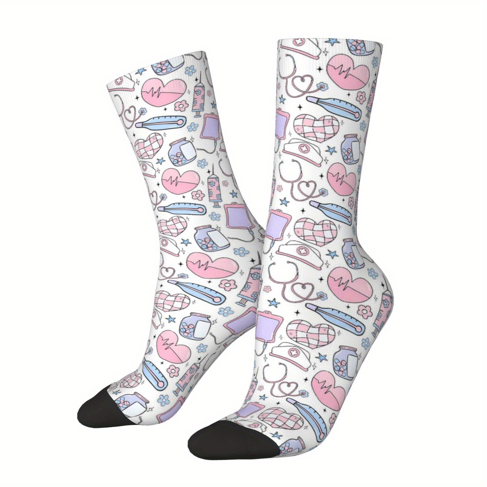 TEMU Un par de calcetines unisex para exteriores con estampado temático, de media caña, lavables a máquina, ideales para amantes de los deportes al ,