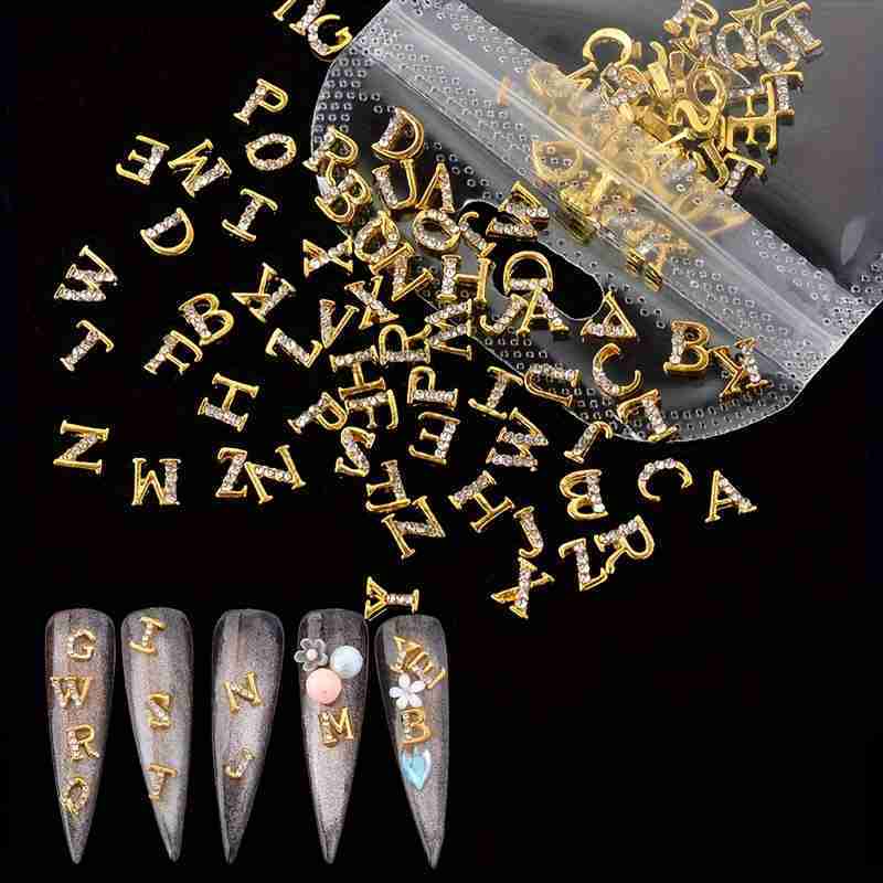 

26pcs Light Luxury Alphabet Nail Art Charms, Full Diamond Rhinestone Letter Alloy, Diy Nail Decorations Accessories, Unscented, Carnival/mardi Gras/masquerade