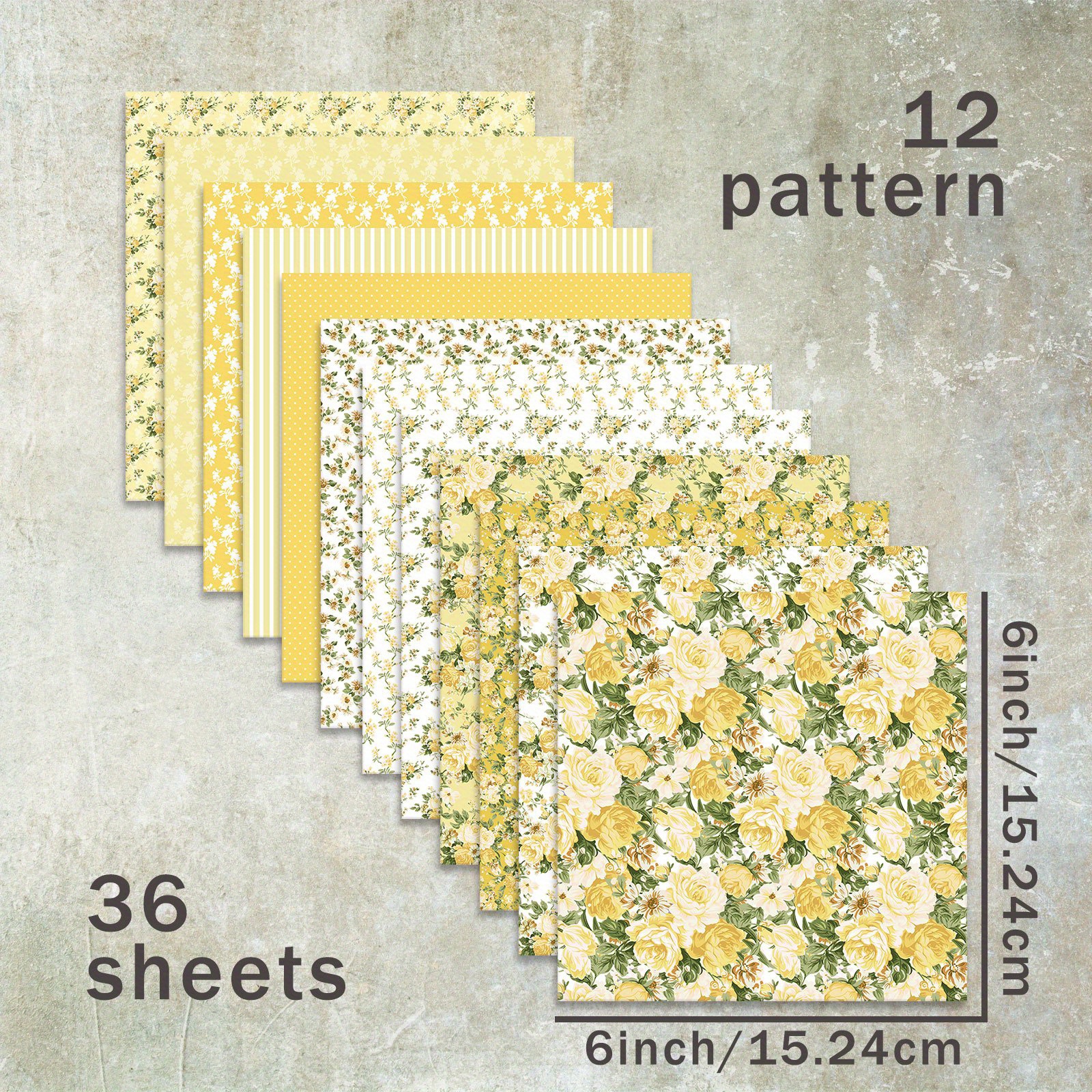 Image of 36 Sheets 6-inch ( Floral Stripe Background) Paper, Suitable For Journal, Junk Journal, Greeting Card Background, Photo Album, And Crafts