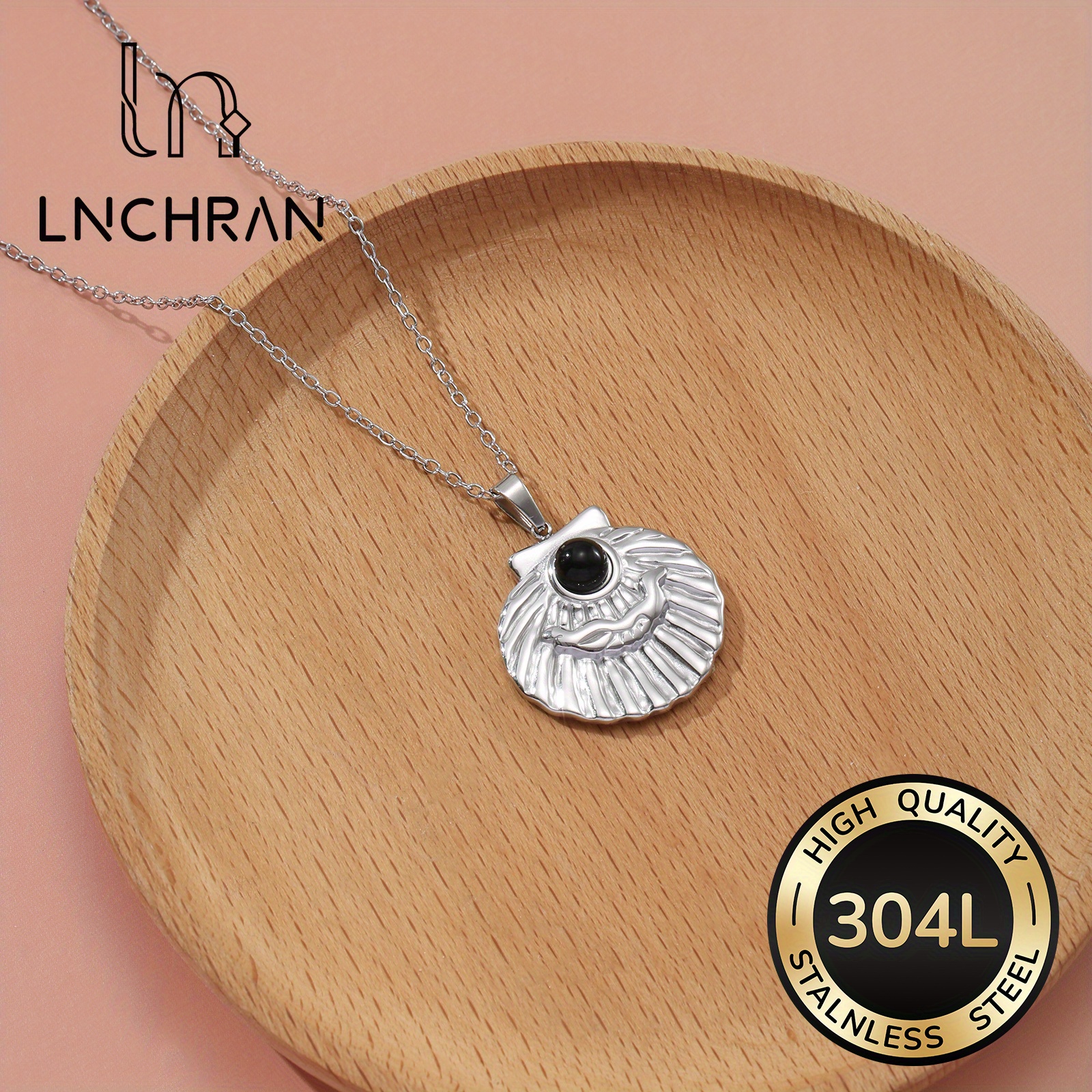 Women's Fashion Scallop Obsidian Necklace, Elegant Design