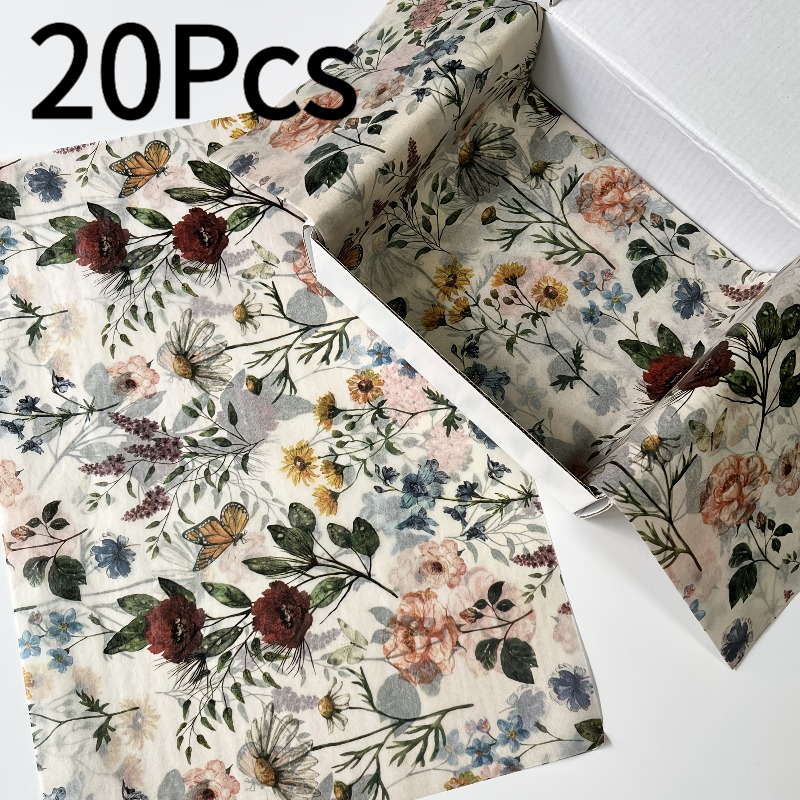 TEMU 20 pezzi di carta vintage elegante con fiori e di Sydney, carta da regalo , adatta per feste, compleanni e decorazioni nuziali, carta da regalo,