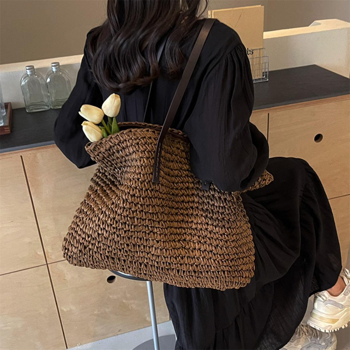 Large Canvas Tote Bag With Zipper - Reusable Shopping Bag For Beach, Travel, Work, Casual Everyday Use