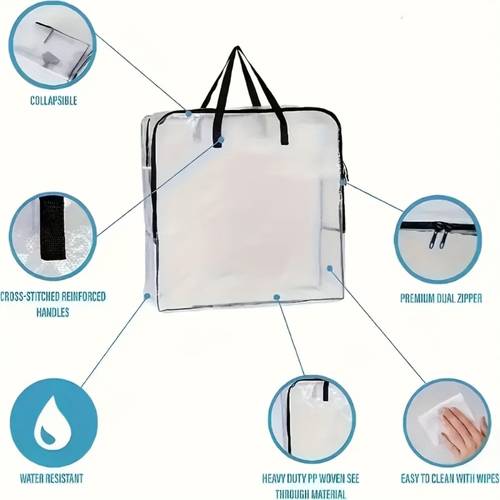 2 4pcs heavy duty waterproof pvc clear storage bags suitable for clothes blankets quilts wreaths 30 inch oversized zippered containers with reinforced handles dustproof suitable for holiday decorations door wreath organizers