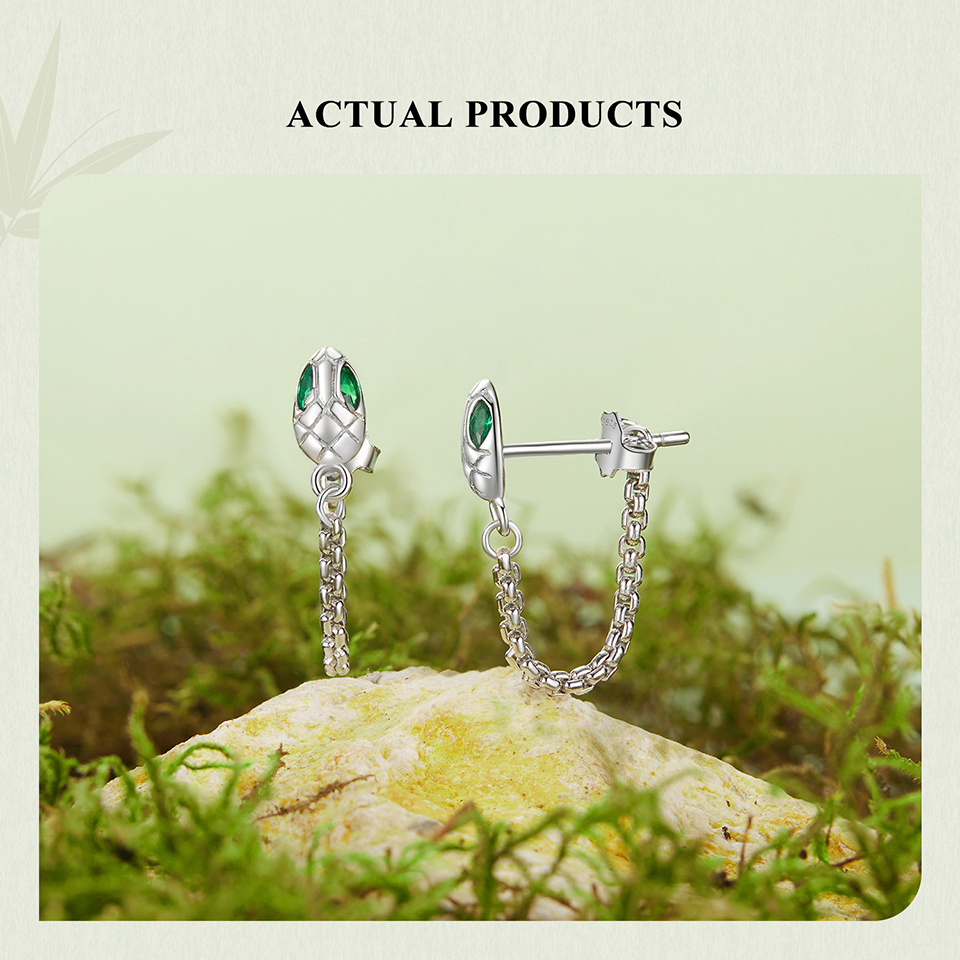 1 pair of gamoer chic snake tassel hoop earrings for women - vintage punk style, hypoallergenic 925 sterling silver with green gemstone eyes,   music festivals & parties details 6