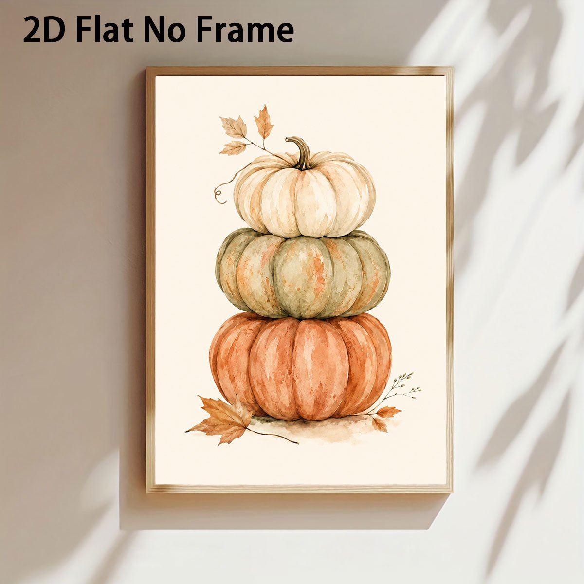 TEMU 2d Flat, 1pc Harvest Pumpkin - Watercolor Autumn Decor Suitable For, Bedroom,, Vertical Unframed Canvas With Ink Harvest Pumpkins For Fall &
