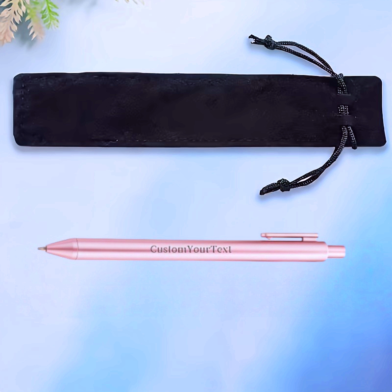 TEMU Set personalizzato pezzi (1 penna + 1 custodia) - Penna a sfera in plastica con testo personalizzato, penna a sfera in metallo personalizzata,