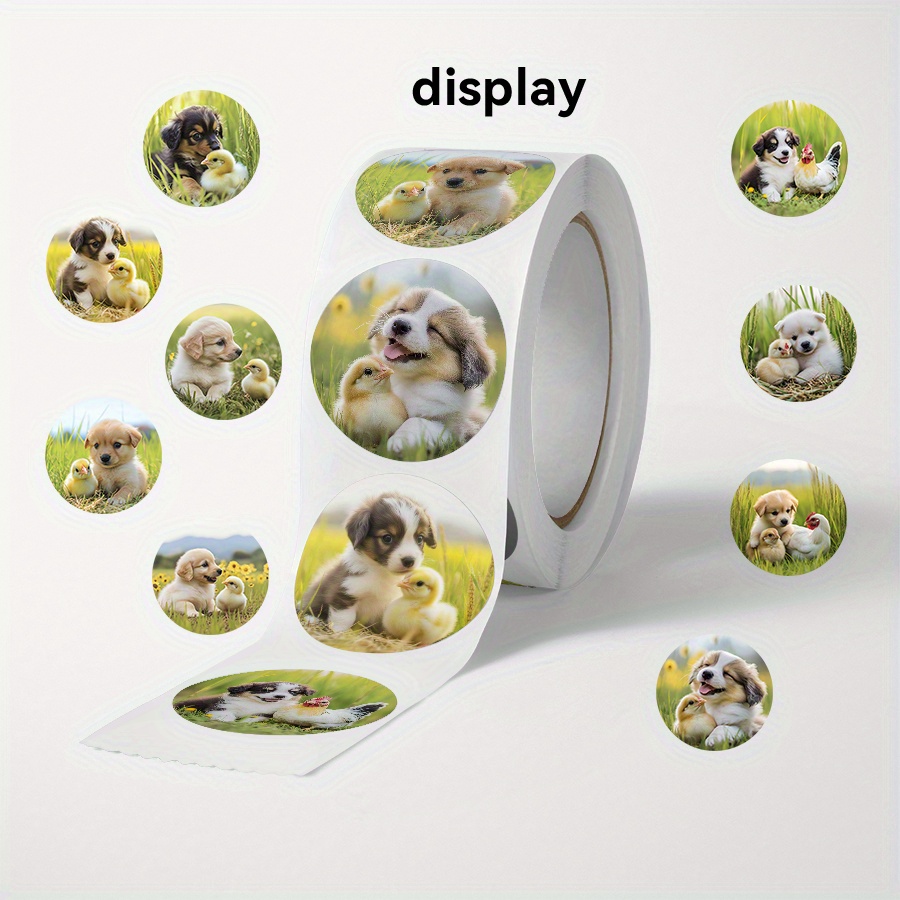 Image of 500pcs Cute Puppy And Adhesive Stickers Craft, Art Supplies, Gift Decoration For Cards And Envelopes, Single Use, English Text, Suitable For Mother's Day, Wedding And Party Decor