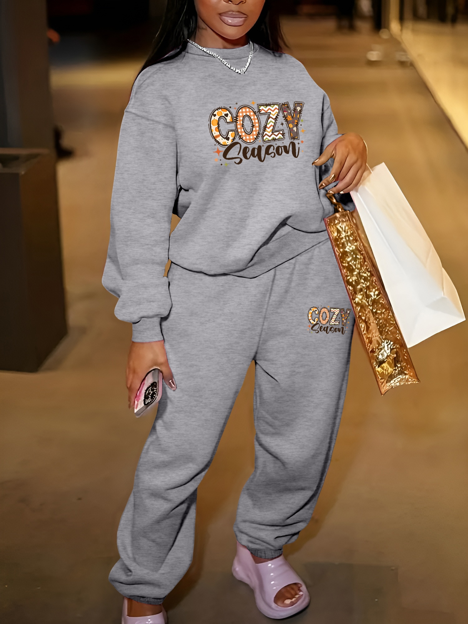 Conjunto Joggers Mujer Punto Conjunto De Punto De Dos Piezas Para