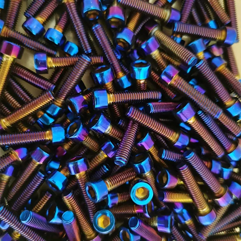 Image of 10pcs M6*30mm 201 Stainless Steel Hex Screws- Vacuum Plated Blue, Rugged , Car& , Durable Fasteners For Vehicle Accessories