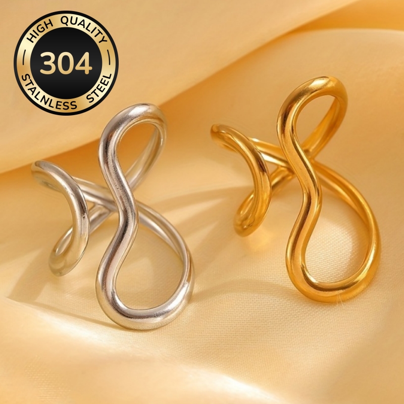 Elegant Irregular Lines Open Adjustable Rings for Daily Wear