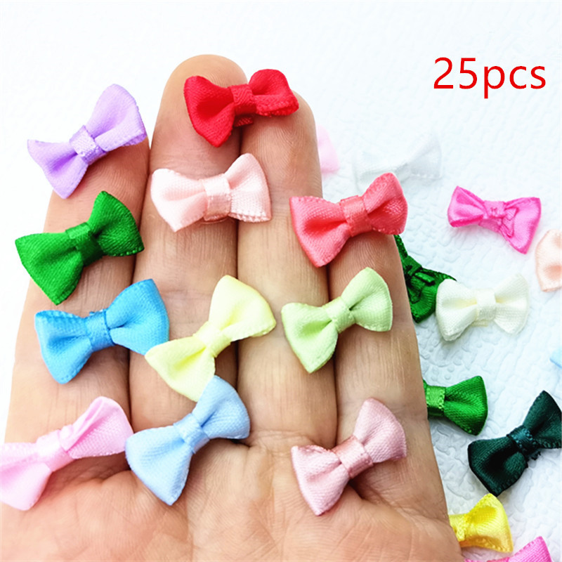 E-shop 25 Stück 2 * 1,2 cm ultrakleine Mini-Schleifen, handgefertigtes DIY-Material, Bekleidungszubehör, halbfertige Schleifen, gemischte Verpackung