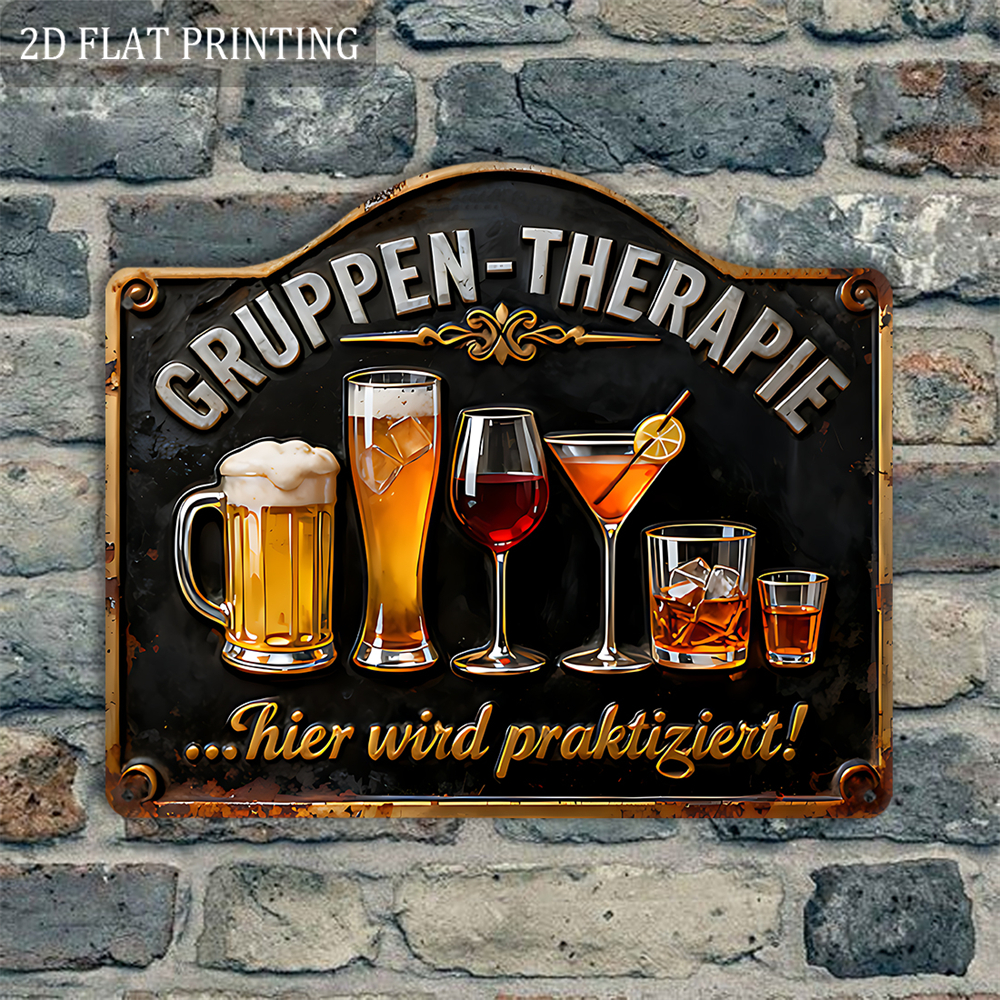 E-shop 2D Flach, ., Retro-Holzschild, Deutschsprachige Gruppentherapie-Slogan-Plakette, Geeignet für Bar, Wohnzimmer, Esszimmer, Wand, Humorvolle