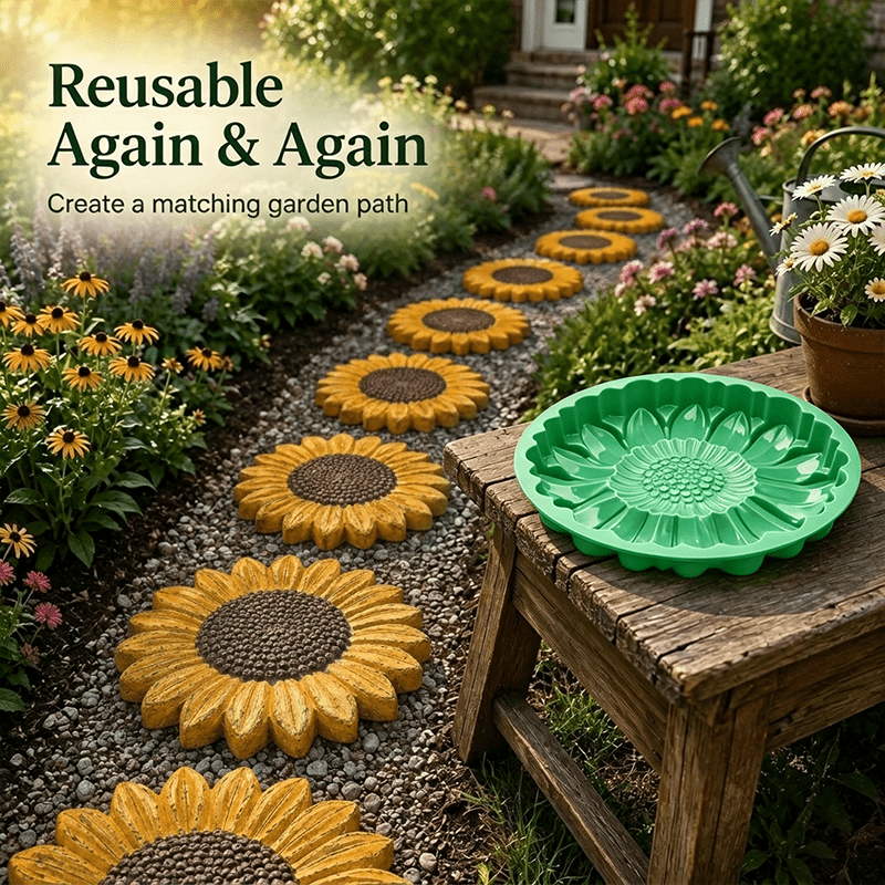 TEMU Set di stampi per da giardino in cemento con a e giada verde, stampi riutilizzabili per pietre per cortili esterni, e