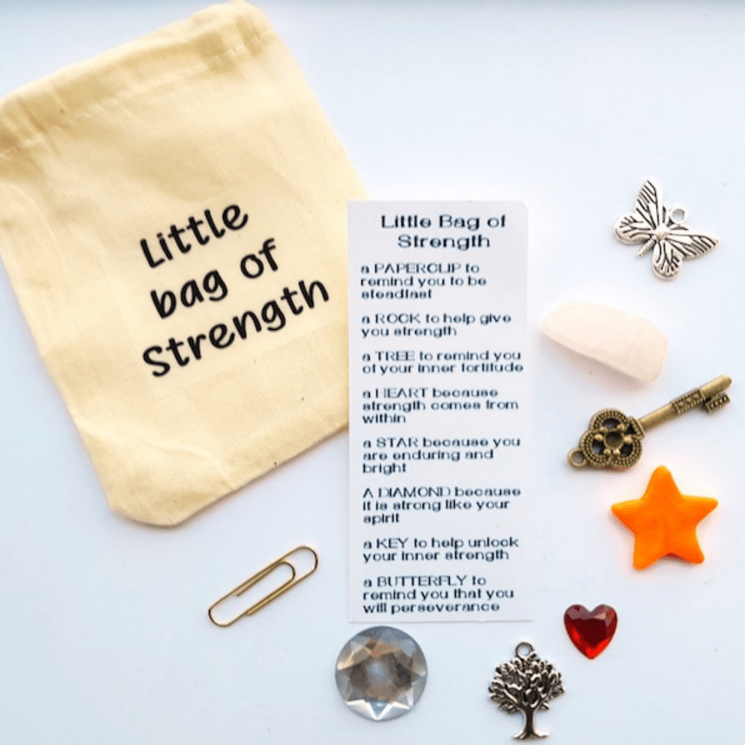 

Canvas Little Bag Of Strength Favor, Inspirational Keepsake Pouch With Affirmation Cards And Small Tokens, For Bridal Shower, Bachelor Party, Wedding Gifts