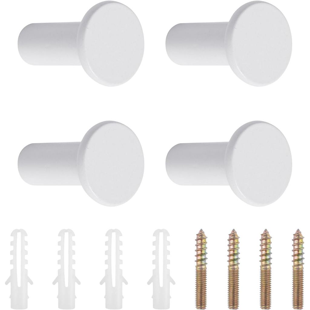 4pcs Metal Coat Hooks Round Wall Mounted Hooks Heavy Duty Hook Hangers Sturdy Hooks For Entryway, Bathroom, Kitchen (white), Utility Hooks