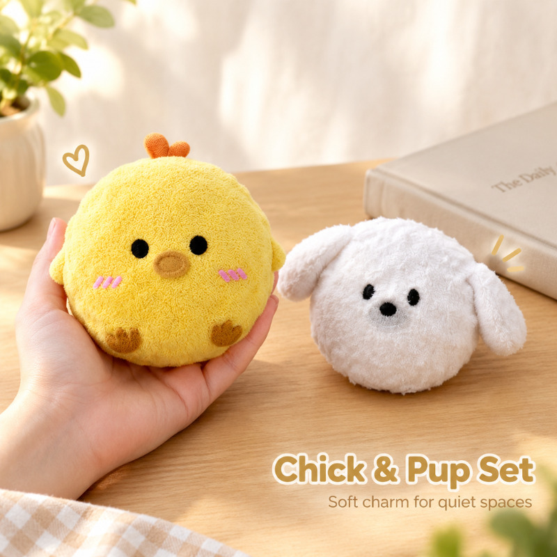 Image of 2pcs Set Of Puppy Shaped And Chick Shaped Dog Balls, Interactive Retrieval, Balls, Suitable For Small, Medium, And Small Dogs, Indoor And Outdoor Entertainment To Help Boredom