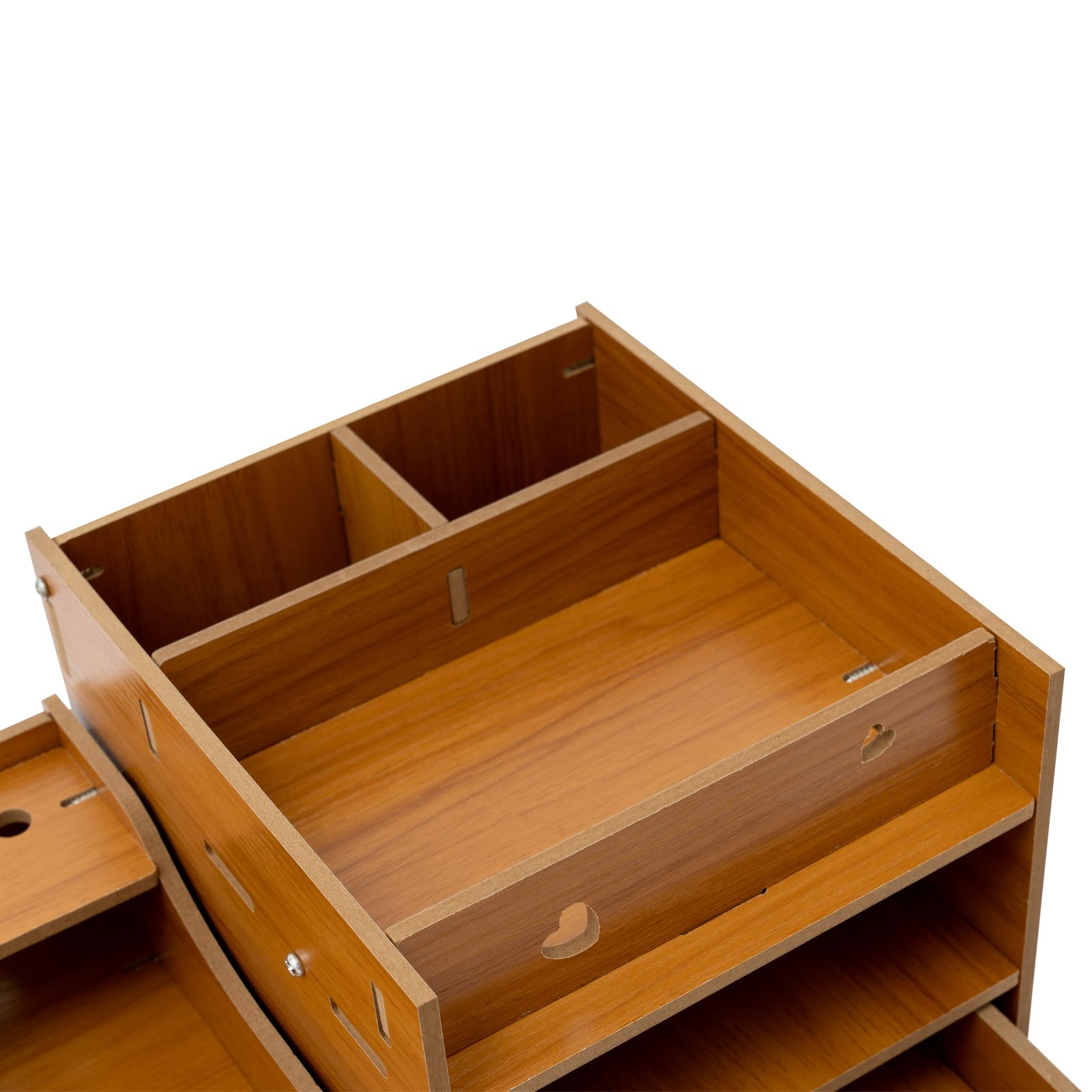 TEMU Soporte de madera para monitor para computadoras, portátiles y libros con cajón y gabinete de almacenamiento 65.5 x 20 x 16 cm (marrón)