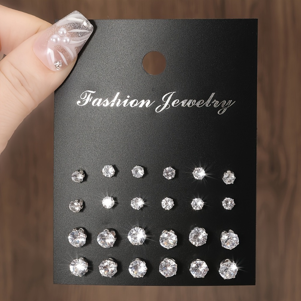 TEMU 24pcs Fashionable And Casual Square Earring Set For Women, Suitable For Men And Women Suitable For Daily Wear Holiday Gifts Valentine's Day Eid