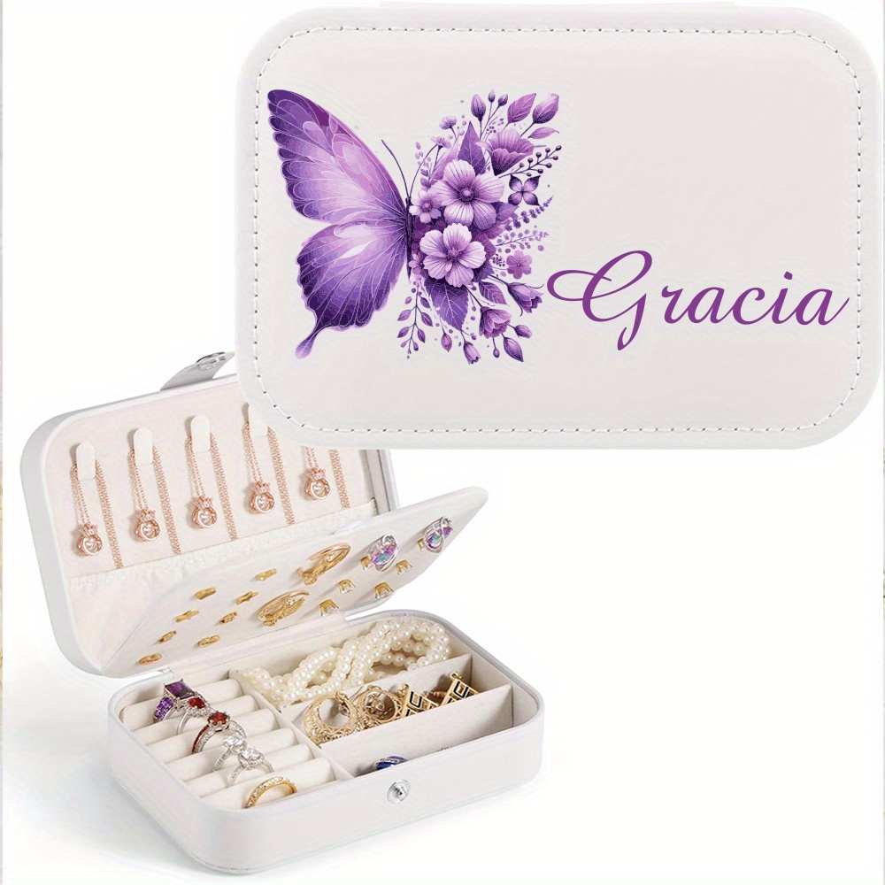TEMU 1 Customized Letter Name Jewelry Box, Personalized Ring And Necklace Zipper Jewelry Case, Ideal As A Holiday Gift For Or Mothers, Simple And