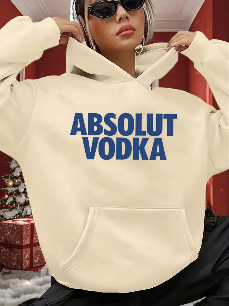 Apricot Women'S Hoodie -Bold ABSOLUT VODKA Lettering