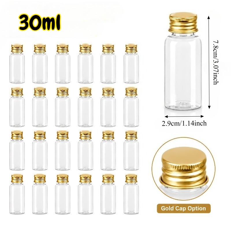 TEMU Lot de 40 flacons en plastique de 20 ml/30 ml avec bouchon à vis en aluminium - Récipient étanche et réutilisable, idéal pour échantillons,