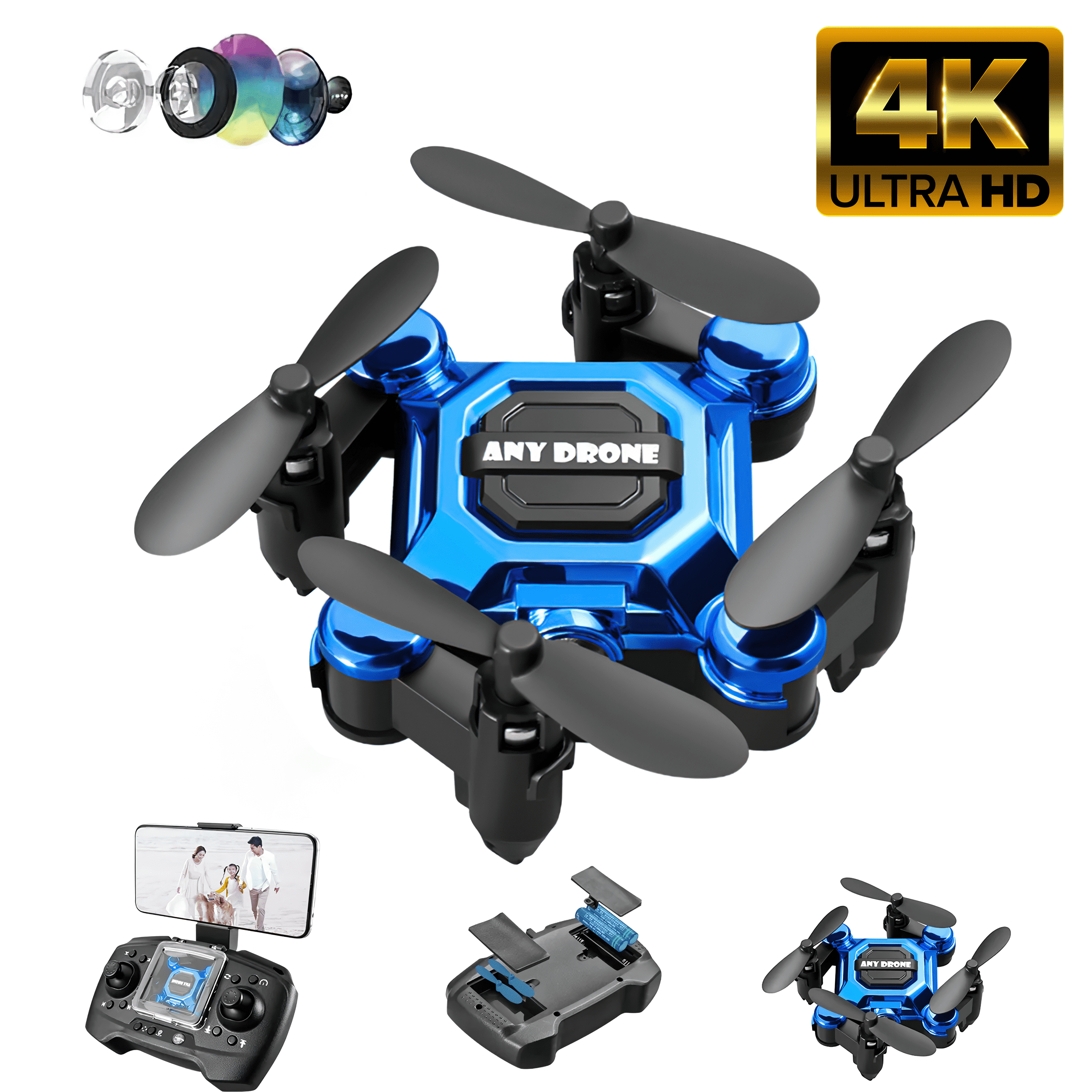 Foldable Drone 4K Camera, FPV Drone for Kids and Adults, Beginner Mini Drone Pocket FPV Quadcopter with 360° Flip.