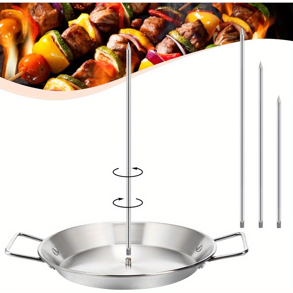 TEMU Grill Skewers Rack, Vertical Barbecue Skewer Tray, Equipped With 3 Removable Screw Barbecue Additions, Suitable For Mexican Kebabs, Grilled Corn