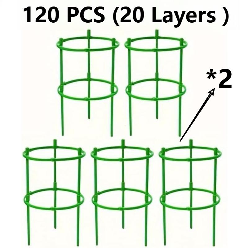 TEMU 120pcs Stackable Plant Supports, (including 60pcs Curved Supports And 60pcs Straight Supports) Self-assembly Round Climbing Plant Fence,