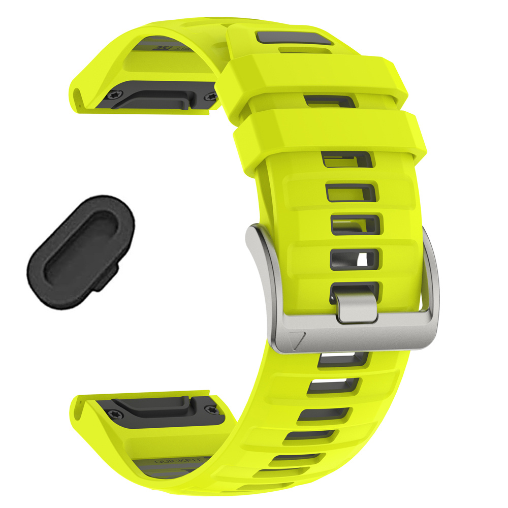 TEMU 1pc Dust Plug And 1pc Silvery Quick Release Soft Silicone Watch Band 26mm 22mm For Garmin Fenix 8 6x 6 Pro 7x 7 Pro Pro Enduro 2 Instinct 2 2x