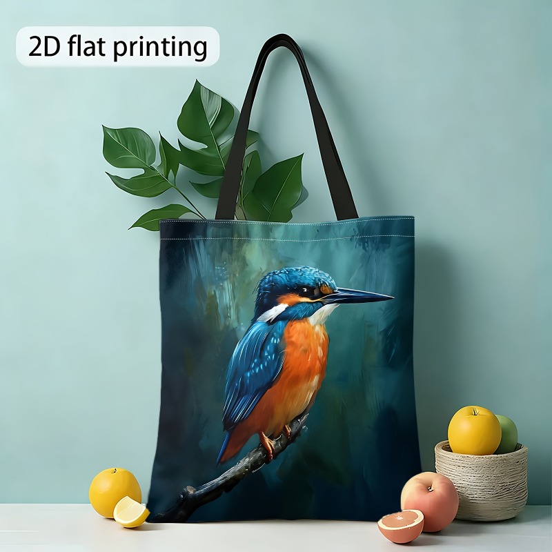 TEMU Schoudertas, 2D Print, Kleurrijk Koningsternpatroon, Herbruikbare Boodschappentas, Dames Handtas en Tote, Geschikt voor Dagelijkse Uitjes