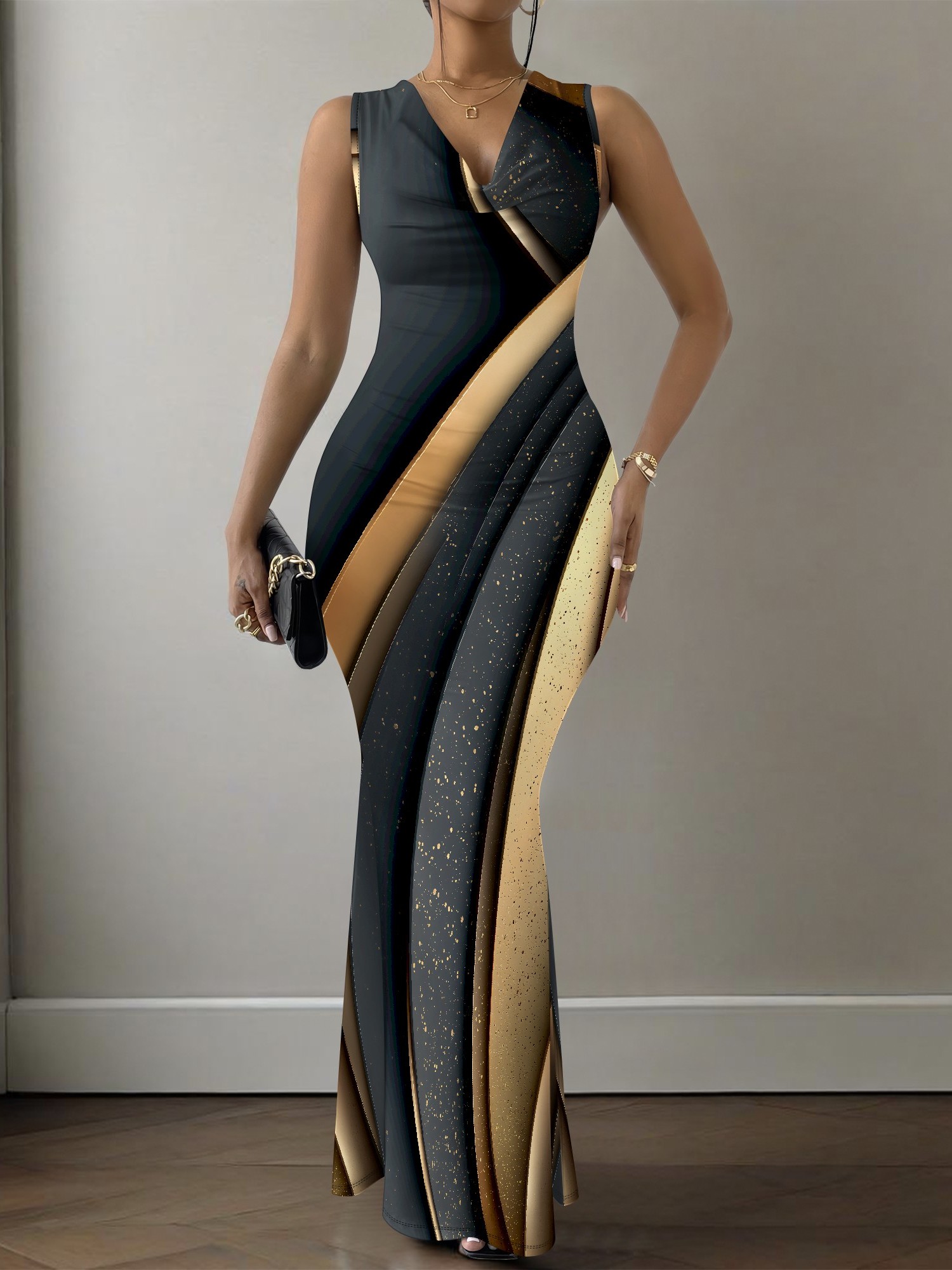 slim fit dress slacks Bling Bling Sequins Gold/Black Ball Gown Prom Dresses Off Shoulder For –  Siaoryne main image 0