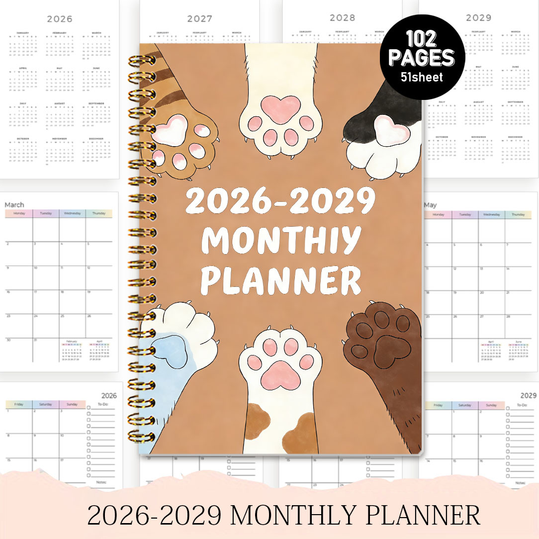 TEMU Agenda mensuel quatre ans 2026-2029, couverture sur le thème de et guérisseur, cahier portable de 5,5 x 8,3 pouces, 102 pages de papier de
