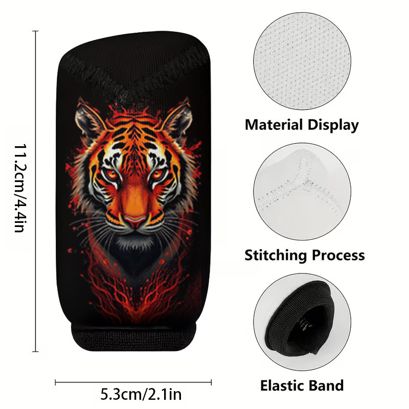 TEMU 1pc Vibrant Tiger Portrait Printed Car Gear Dust Cover, Fashionable Car Shift Protector, Use, , And Wash, Suitable For Commuting, Outdoor Road