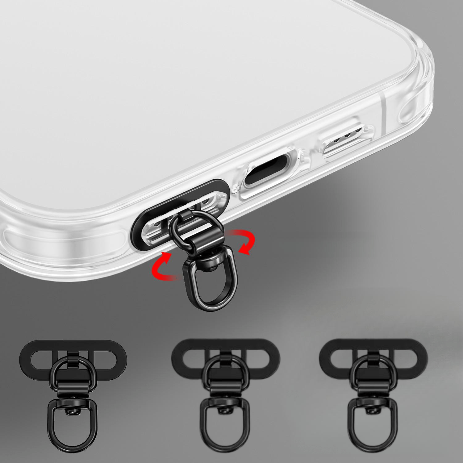 TEMU 3pcs Mobile Phone Lanyard Pad Mini Side-mounted Stainless Steel Clip Single-hole Metal Ultra-thin 360 ° Rotating Connection Card