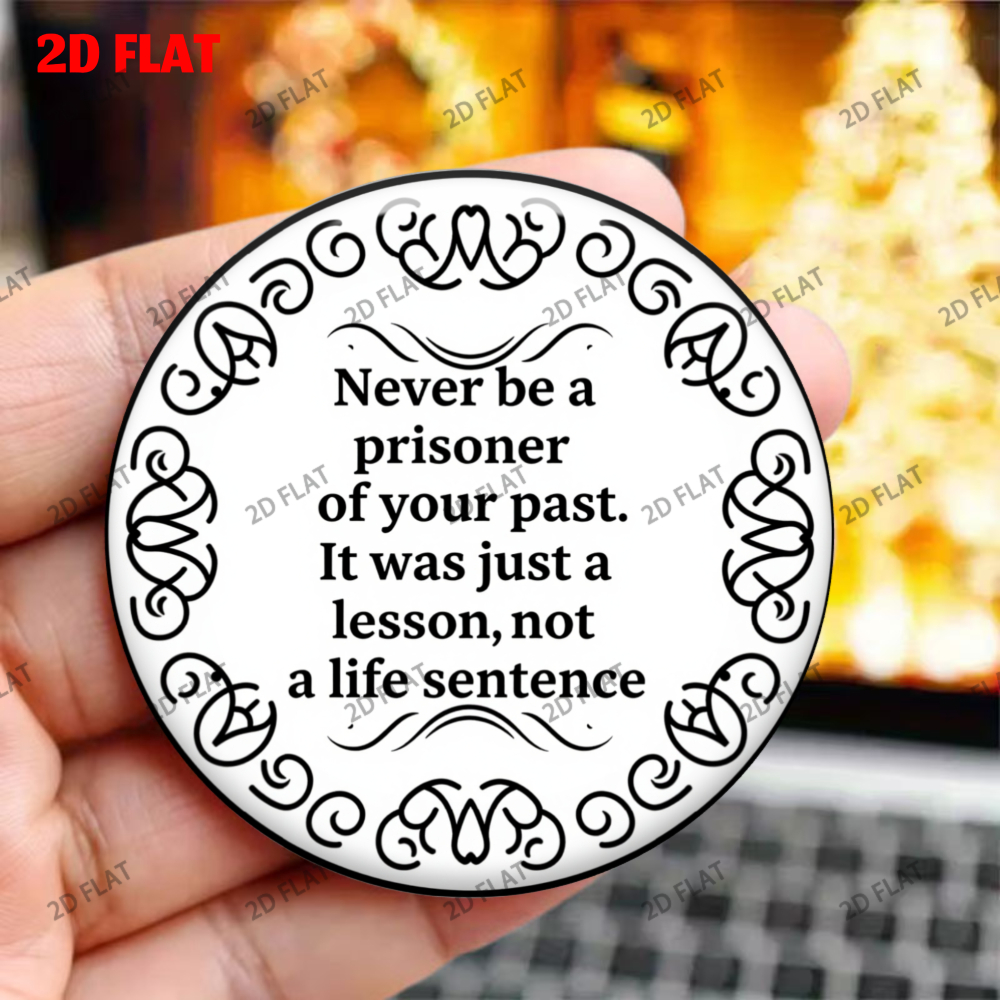 TEMU 1pc- Never Be A Prisoner Of The Past- 2d Round Metal Durable Magnet, High-quality Printing, Suitable For Decorating Refrigerators, Writing