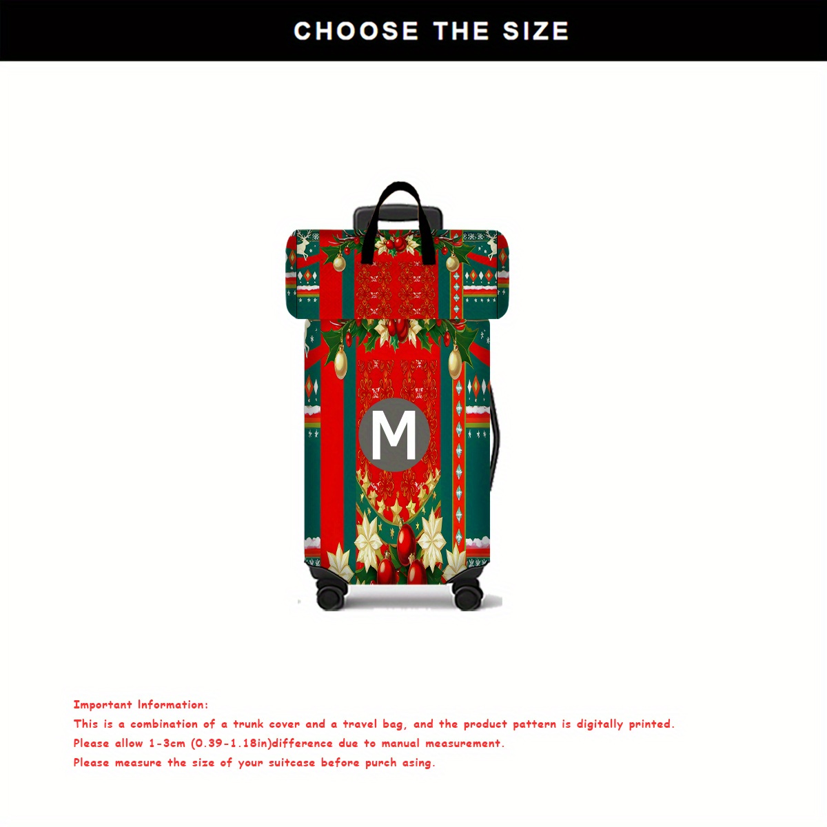 2pcs Christmas Printed Pattern Luggage Set with Travel Bag