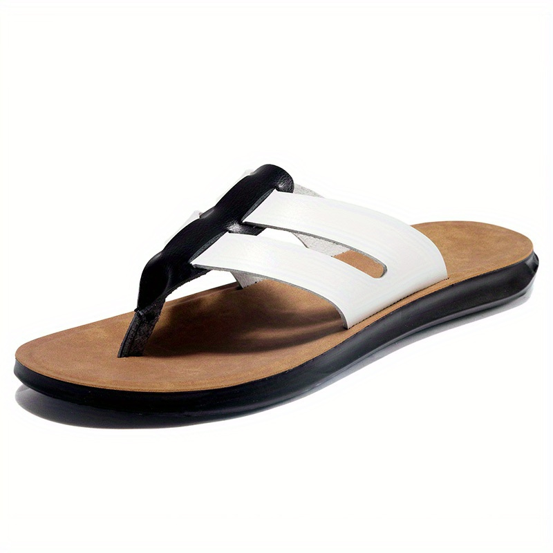   mens retro flip flops anti slip cushioned arch support pu upper pvc sole brown beach sandals with unique strap design breathable eva insole cushioned   for gym pool travel business   slip on footwear versatile casual semi formal shoes travel sandals pool footwear stylish   durable construction antislip sole  able slippers   Product details 6