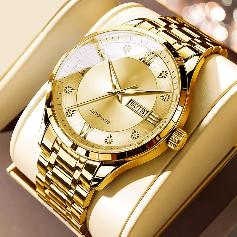 TEMU Men's Luxury Watch Movement With Luminous Hands & Date Display - Stainless & Band Elegant Watch Suitable For Business, Professional, Casual