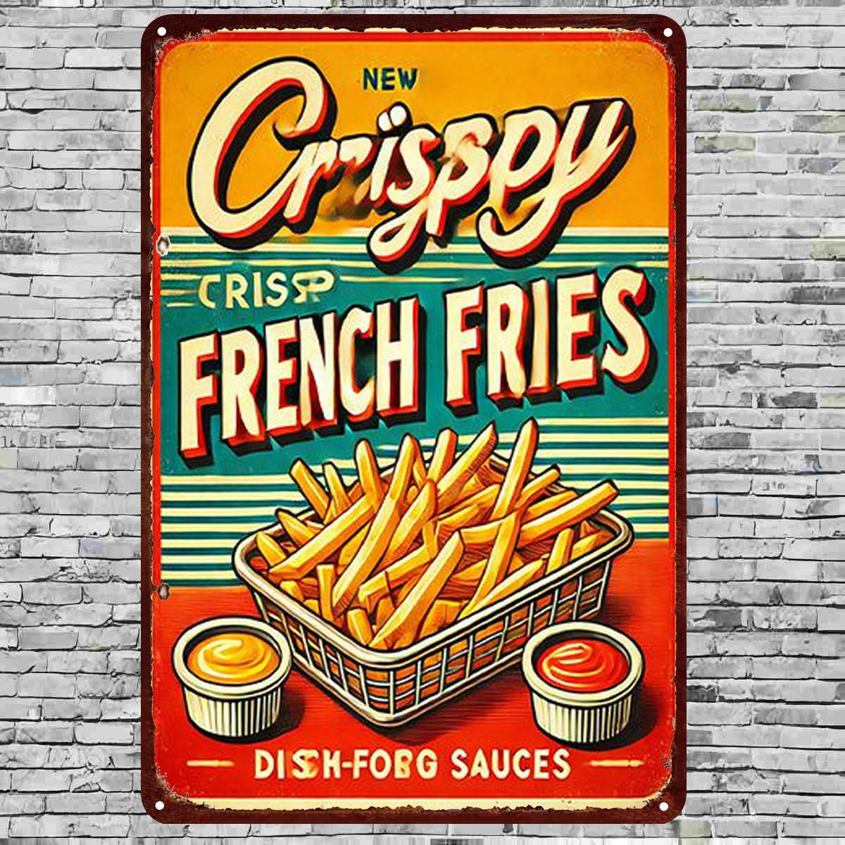 TEMU 2d Flat, 2d Flat 1pc, "vintage Retro Crispy Metal Sign – Classic Art For Kitchen Or Diner Decor" 8×12 Inch, 2d Flat