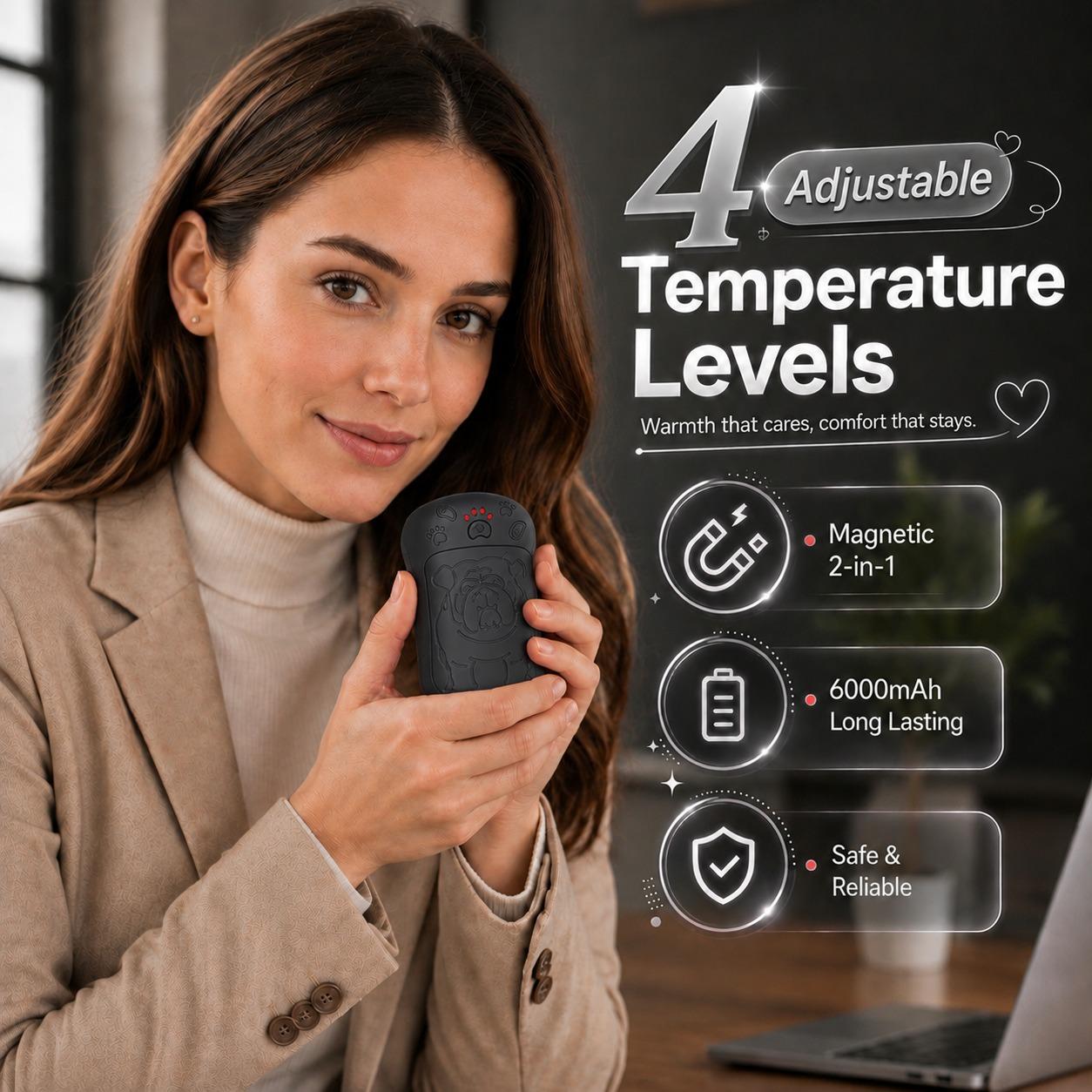 TEMU Lot de 2 cache-mains rechargeables, cache-mains électriques de poche à de température, cache-mains électrique réutilisable, chaleur sûre et