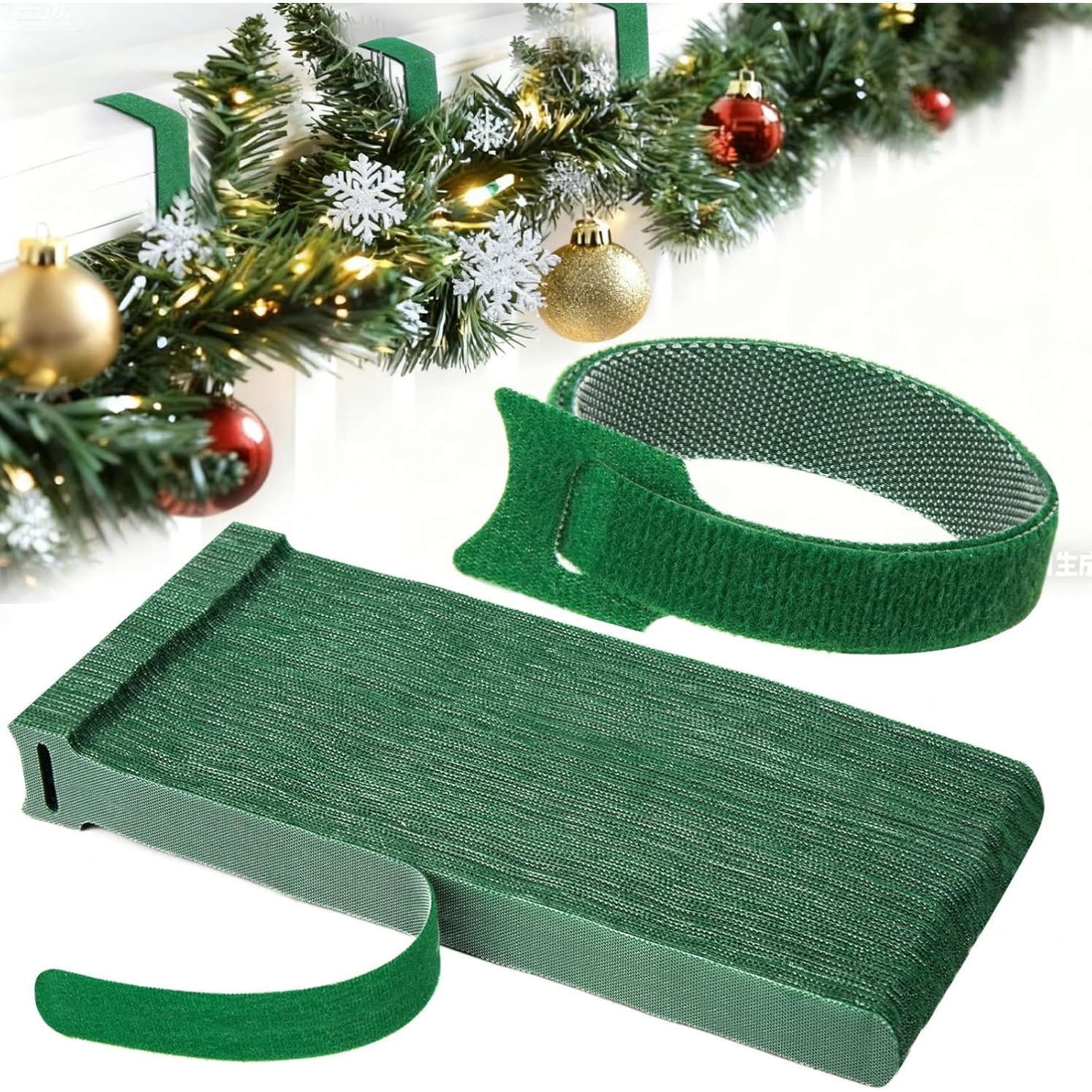 TEMU 120pcs Christmas Garland Ties, Adjustable Holiday Garland Ties, Reusable Nylon Garden Plant Cable Straps Tree Railing Tie Wreath Garlands Hanger
