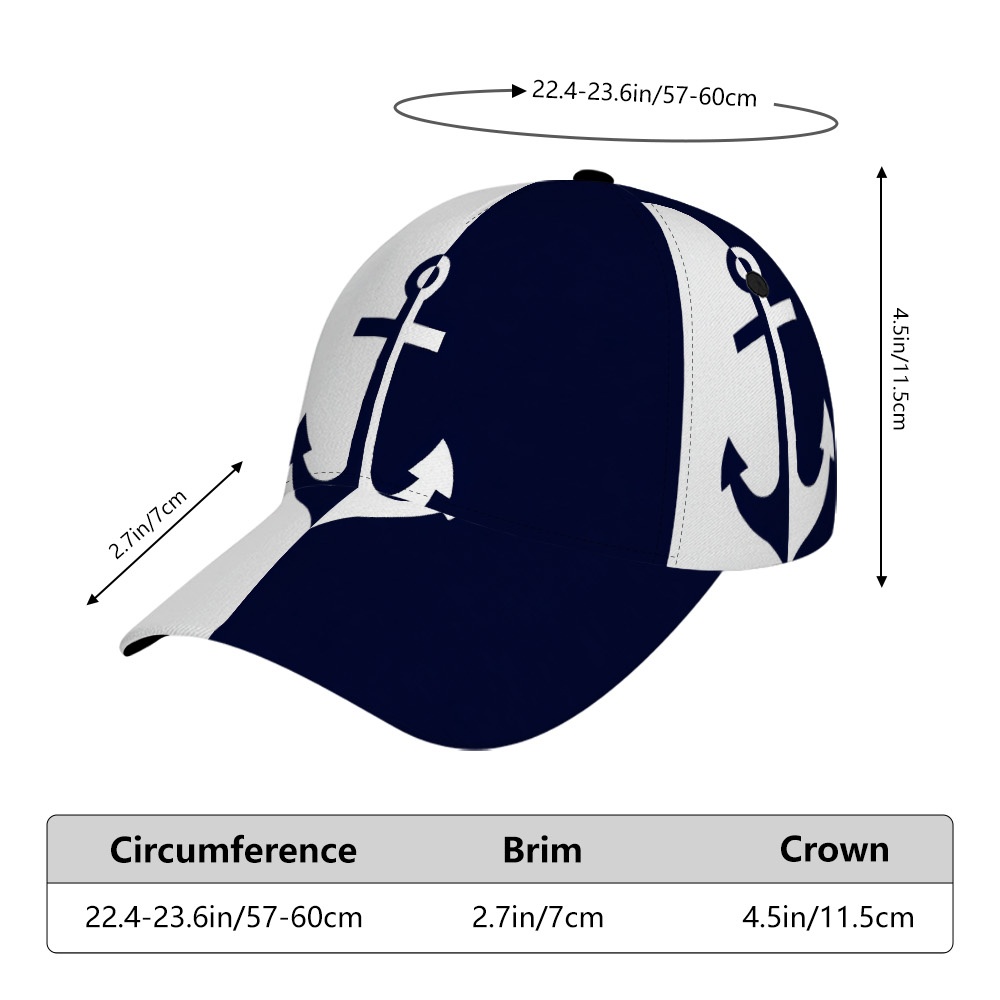 TEMU 1pc Nautical Anchor Snapback For - Adjustable Lightweight Baseball Hat Suitable For Jogging, Fitness, , Durable For All Outfits, Casual Wear,