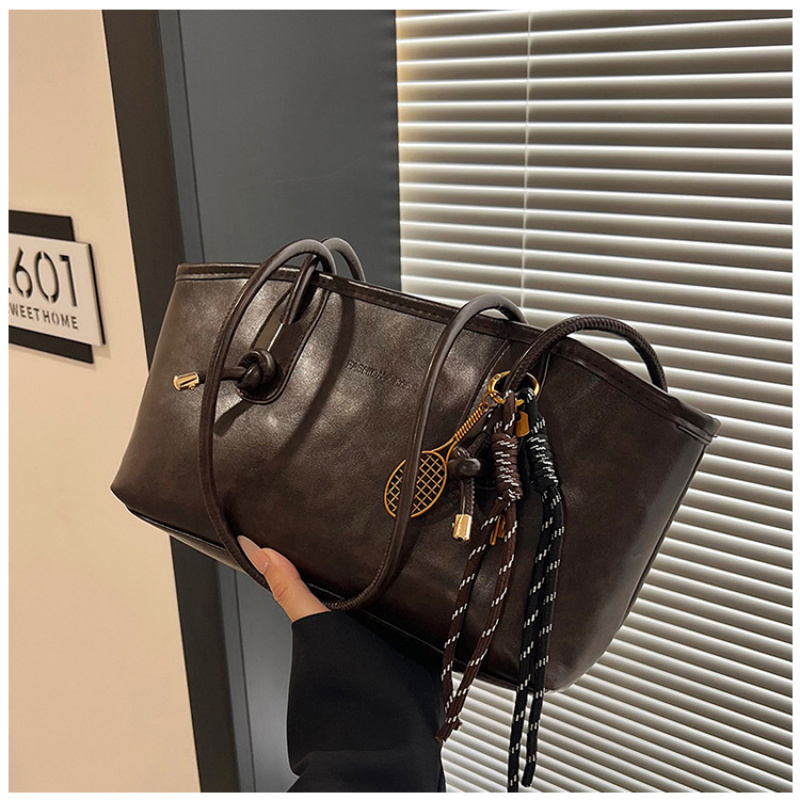TEMU Elegant Vintage Women's Shoulder Bag - Large Capacity Underarm Bag - Casual Versatile Stylish Solid Color Tote Bag - Fashionable Minimalist