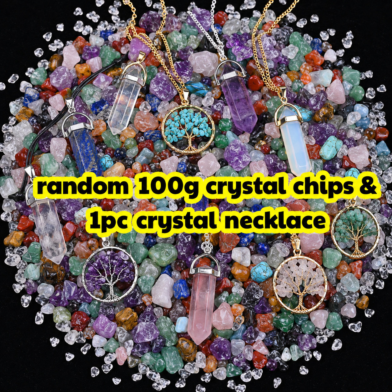 TEMU Random Crystal Crushed Stones 100g And 1pc Bracelet, Multiple Woven Pendants Attached, Handcraft Materials, Desktop Decor, Birthday And Holiday