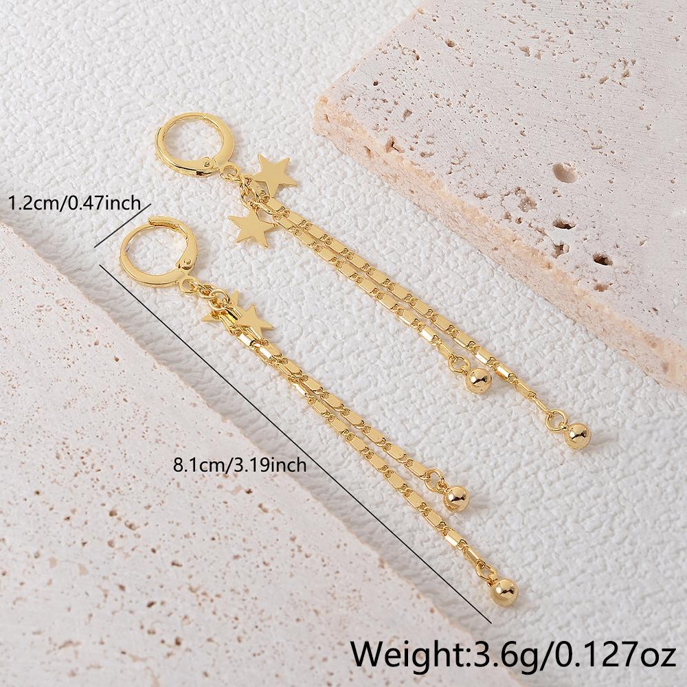 Women's Star Tassel Pendant Earrings, Everyday Glam