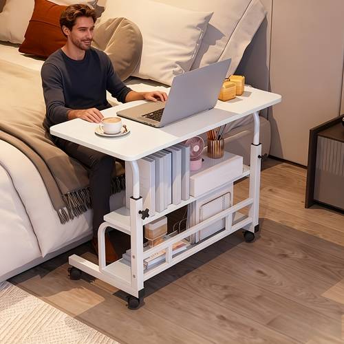 item picture mobile computer desk with adjustable height gaming and study table for students portable office desk for bedside use suitable for bedroom apartment random
