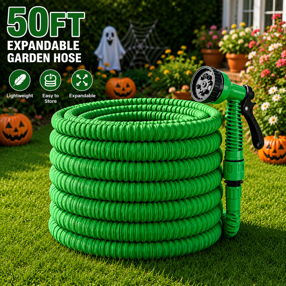 Image of 100ft Outdoor Garden Hose With Hose Fittings, 50/25ft Length Garden Hose Kit, Perfect For Garden Irrigation, Courtyards, , Lawns, And Cars